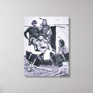 Generaal George A. Custer (1839-76) met zijn India Canvas Afdruk