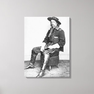 Generaal George A. Custer (foto van B/W) Canvas Afdruk