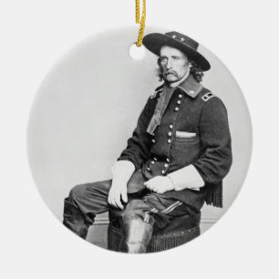 Generaal George A. Custer (foto van B/W) Keramisch Ornament