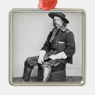Generaal George A. Custer (foto van B/W) Metalen Ornament