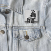 Generaal George A. Custer (foto van B/W) Vierkante Button 5,1 Cm (In situ)