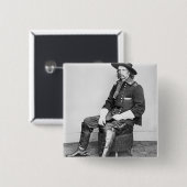 Generaal George A. Custer (foto van B/W) Vierkante Button 5,1 Cm (Voorkant /achterkant)