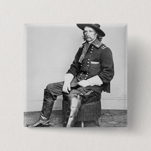 Generaal George A. Custer (foto van B/W) Vierkante Button 5,1 Cm (Voorkant)