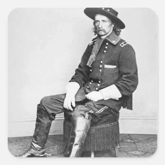 Generaal George A. Custer (foto van B/W) Vierkante Sticker (Voorkant)