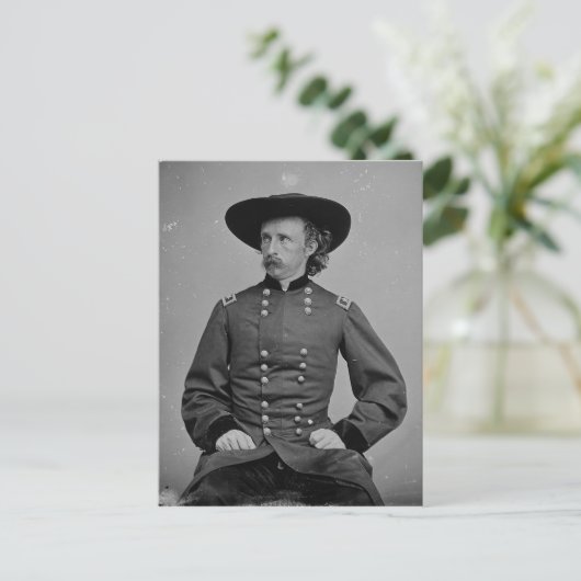 Generaal George Armstrong Custer door Mathew Brady Briefkaart (Staand voorkant)