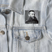 Generaal George Crook (foto van B/W) Vierkante Button 5,1 Cm (In situ)