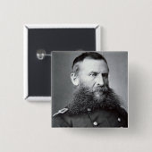 Generaal George Crook (foto van B/W) Vierkante Button 5,1 Cm (Voorkant /achterkant)