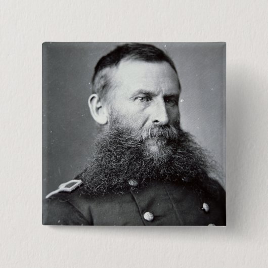 Generaal George Crook (foto van B/W) Vierkante Button 5,1 Cm (Voorkant)