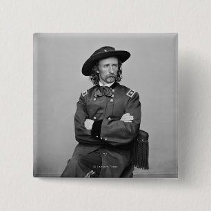 Generaal George Custer 1 Vierkante Button 5,1 Cm