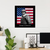 Generaal George S. Patton en de Amerikaanse vlag Poster (Thuiskantoor)