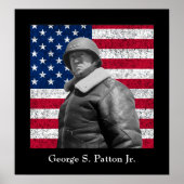 Generaal George S. Patton en de Amerikaanse vlag Poster (Voorkant)