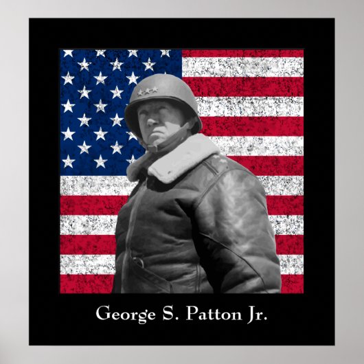 Generaal George S. Patton en de Amerikaanse vlag Poster (Voorkant)