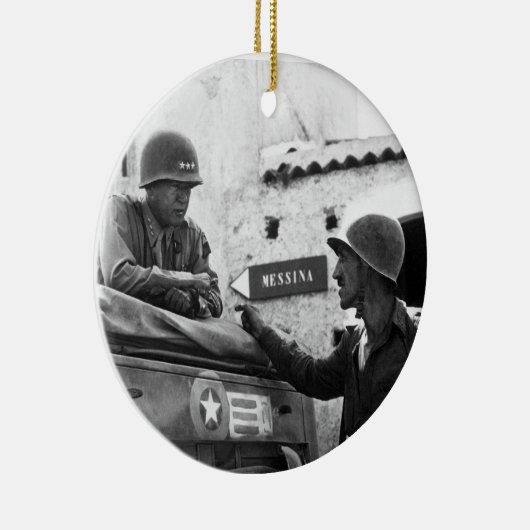 Generaal George S. Patton en Kolonel Lyle Bernard Keramisch Ornament (Rechts)