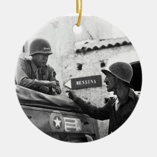 Generaal George S. Patton en Kolonel Lyle Bernard Keramisch Ornament (Voorkant)