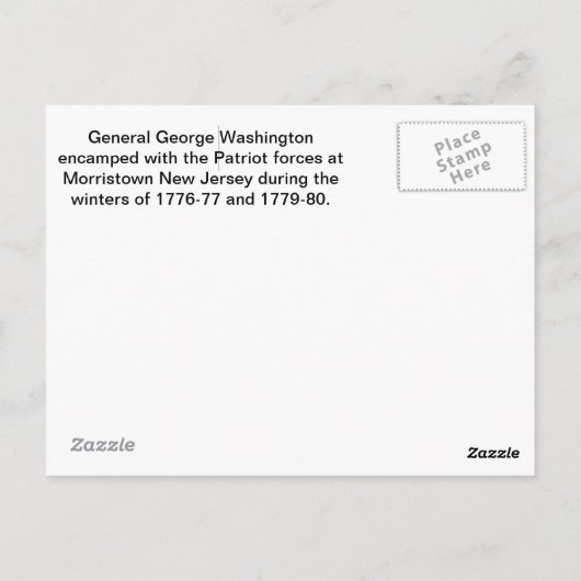 Generaal George Washington bij Morristown Briefkaart (Achterkant)