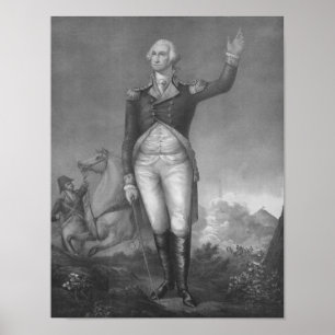Generaal George Washington in een eenvormige litho Poster