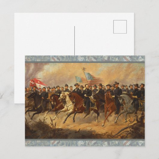 Generaal Grant en zijn generaals Burgeroorlog Kuns Briefkaart (Voorkant / Achterkant)