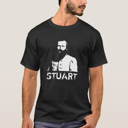 Generaal J.E.B. Stuart — zwart en wit T-shirt (Voorkant)