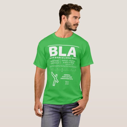 Generaal José Antonio Anzoátegui Airport BLA TShri T-shirt (Voorkant volledig)