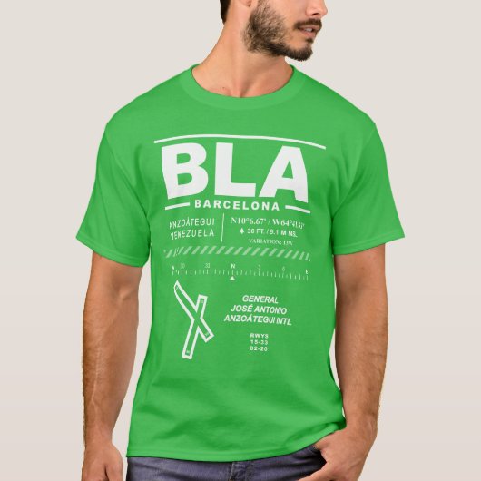 Generaal José Antonio Anzoátegui Airport BLA TShri T-shirt (Voorkant)