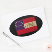 Generaal Lee Hoofdkwartier Vlag met handtekening Ovale Sticker (Envelop)