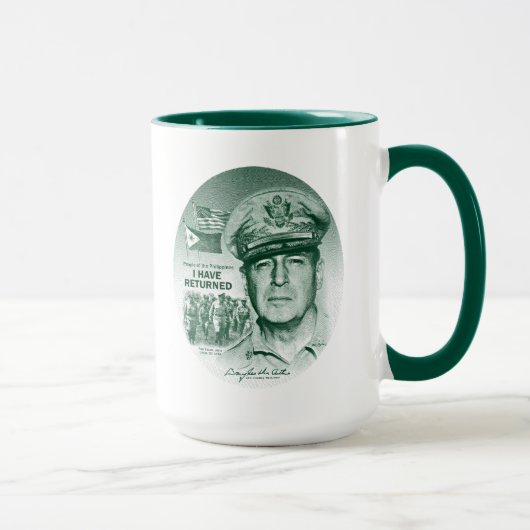 Generaal MacArthur I's teruggekeerd (Green Print) Mok (Rechts)