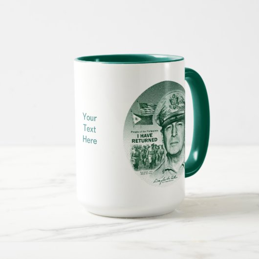 Generaal MacArthur I's teruggekeerd (Green Print) Mok (Voorkant rechts)