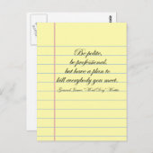 Generaal "Mad Dog" Mattis "Wees beleefd" Quote Pos Briefkaart (Voorkant / Achterkant)