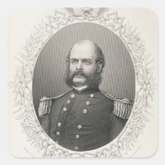 Generaal-majoor Ambrose Everett Burnside Vierkante Sticker (Voorkant)