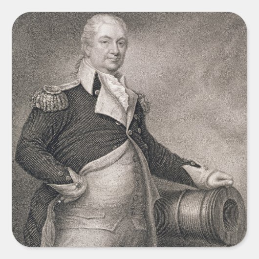 Generaal-majoor Henry Knox (1750-1806), gegraveerd Vierkante Sticker (Voorkant)