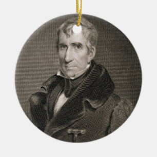 Generaal-majoor William Henry Harrison, gegraveerd Keramisch Ornament