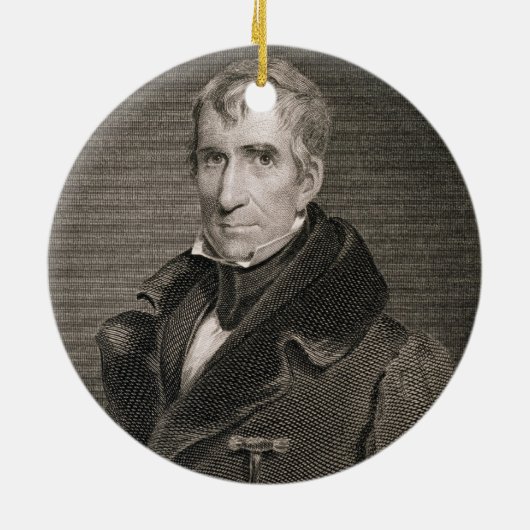 Generaal-majoor William Henry Harrison, gegraveerd Keramisch Ornament (Achterkant)