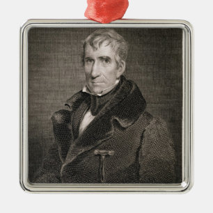 Generaal-majoor William Henry Harrison, gegraveerd Metalen Ornament
