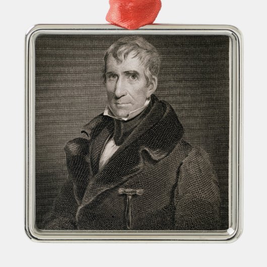Generaal-majoor William Henry Harrison, gegraveerd Metalen Ornament (Voorkant)