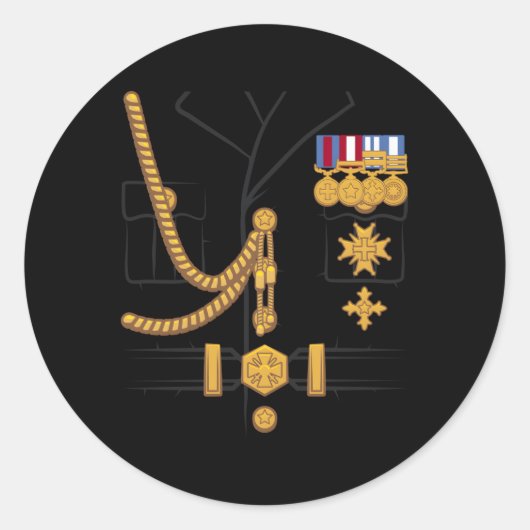 Generaal militair didictator Uniform Halowee Ronde Sticker (Voorkant)