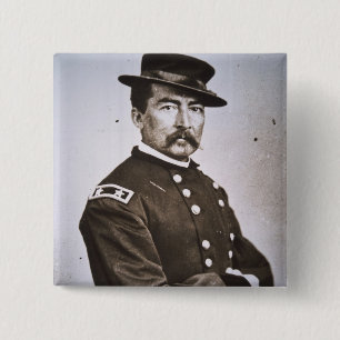 Generaal Philip H. Sheridan (1831-88) (foto) Vierkante Button 5,1 Cm