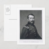 Generaal Philip Sheridan, gegraveerd van een fotog Briefkaart (Voorkant / Achterkant)