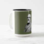 Generaal ⚔️🎩 Robert E. Lee Army Green Tweekleurige Koffiemok (Voorkant links)