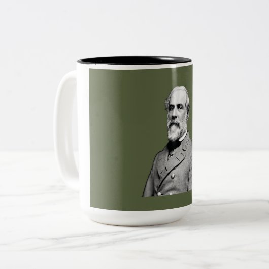 Generaal ⚔️🎩 Robert E. Lee Army Green Tweekleurige Koffiemok (Voorkant links)