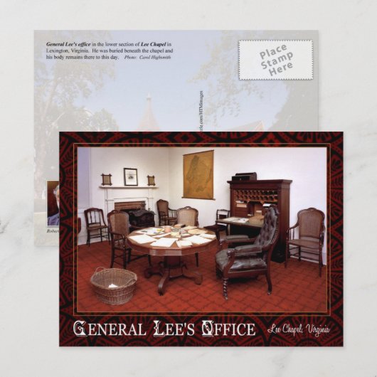 Generaal Robert E. Lee's kantoor, Lee Chapel, VA Briefkaart (Voorkant / Achterkant)