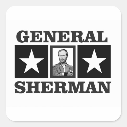 Generaal Sherman Art Vierkante Sticker (Voorkant)