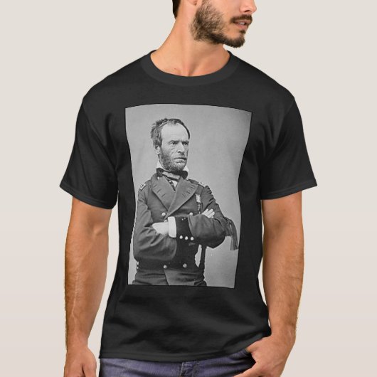 Generaal Sherman en Citaat - zwart T-shirt (Voorkant)