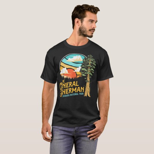 -generaal Sherman Sequoia Nationaal Park Retr T-shirt (Voorkant volledig)