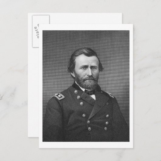 Generaal Ulysses Simpson Grant, gegraveerd na een Briefkaart (Voorkant / Achterkant)