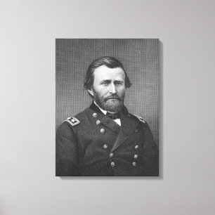 Generaal Ulysses Simpson Grant, gegraveerd na een Canvas Afdruk