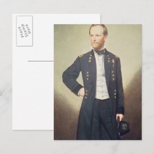 Generaal William Sherman 1866 Briefkaart (Voorkant / Achterkant)