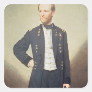 Generaal William Sherman 1866 Vierkante Sticker