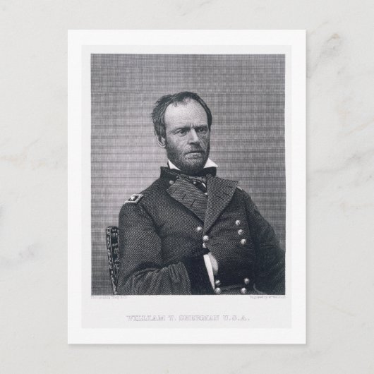 Generaal William Tecumseh Sherman, gegraveerd na e Briefkaart (Voorkant)
