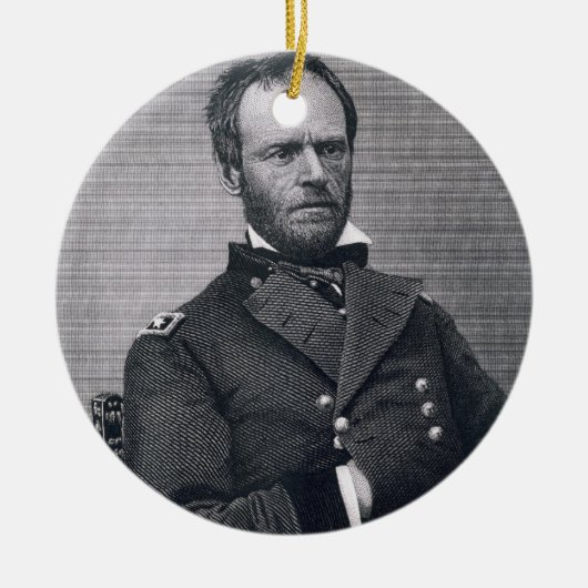 Generaal William Tecumseh Sherman, gegraveerd na e Keramisch Ornament (Voorkant)