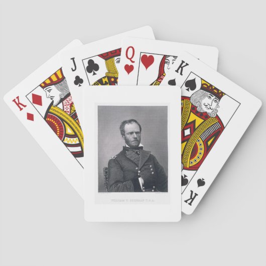 Generaal William Tecumseh Sherman, gegraveerd na e Pokerkaarten (Achterkant)